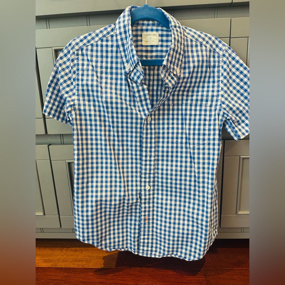 J Crew Crewcuts Blue Check Button Down Shirt 8